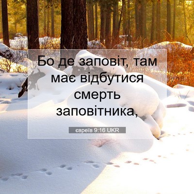Picture 07 - євреїв 9:16 UKR - Бо де заповіт, там має - Bible Verse Picture