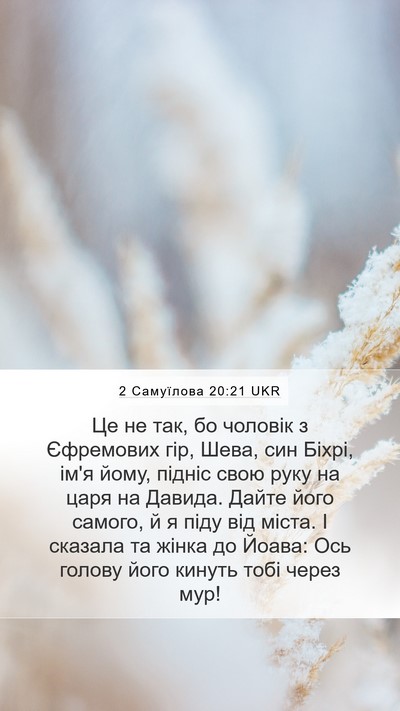 2 Самуїлова 20:21 UKR Bible Verse Image