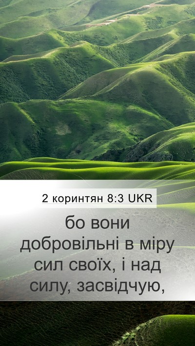2 коринтян 8:3 UKR Mobile Phone Wallpaper - бо вони добровільні в міру - Mobile Bible Verse Wallpaper
