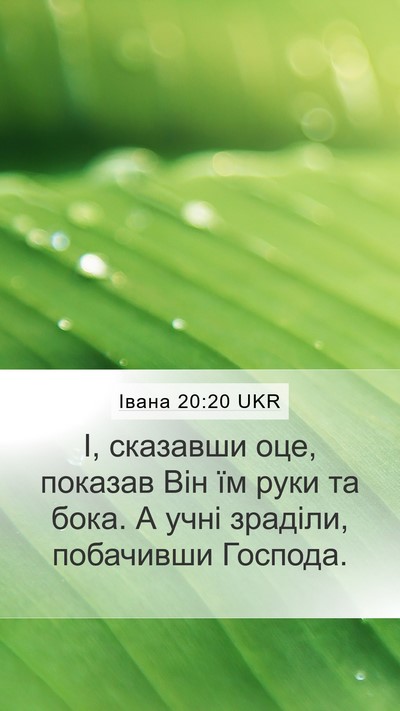Івана 20:20 UKR Bible Verse Image