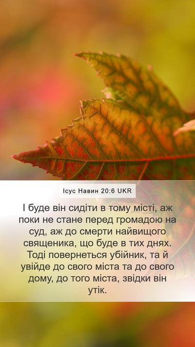 Ісус Навин 20:6 UKR Mobile Phone Wallpaper - І буде він сидіти в тому - Mobile Bible Verse Wallpaper
