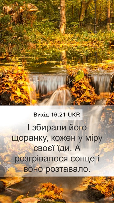 Вихід 16:21 UKR Mobile Phone Wallpaper - І збирали його щоранку, - Mobile Bible Verse Wallpaper