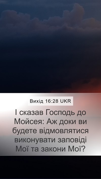 Вихід 16:28 UKR Bible Verse Image