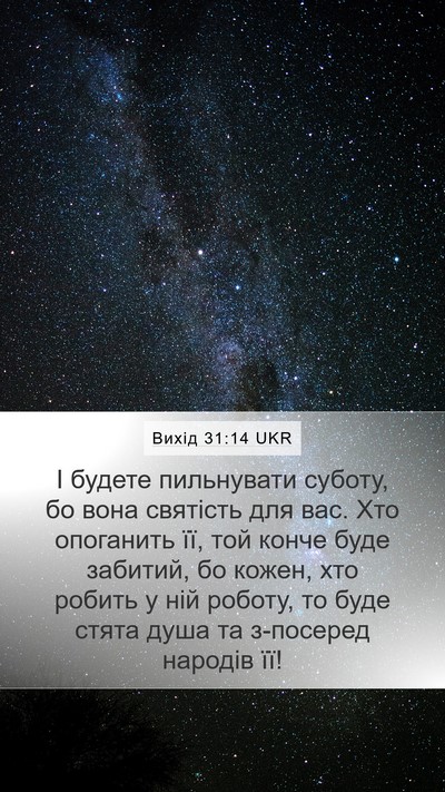 Вихід 31:14 UKR Bible Verse Image