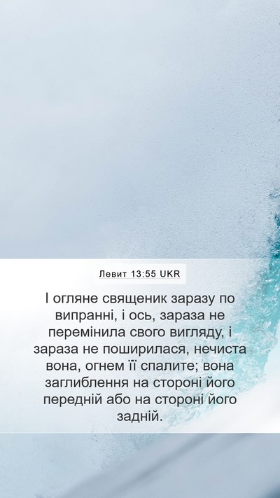 Левит 13:55 UKR Mobile Phone Wallpaper - І огляне священик заразу - Mobile Bible Verse Wallpaper