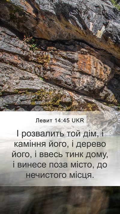 Левит 14:45 UKR Mobile Phone Wallpaper - І розвалить той дім, і - Mobile Bible Verse Wallpaper