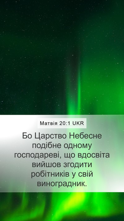 Матвія 20:1 UKR Mobile Phone Wallpaper - Бо Царство Небесне подібне - Mobile Bible Verse Wallpaper