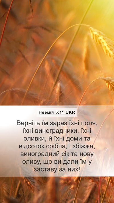 Неемія 5:11 UKR Mobile Phone Wallpaper - Верніть їм зараз їхні поля, - Mobile Bible Verse Wallpaper