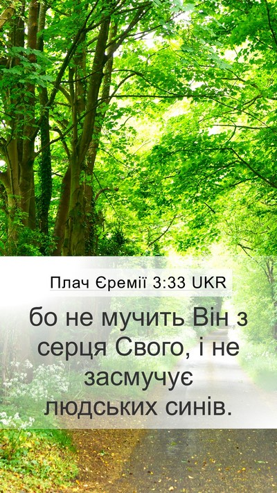Плач Єремії 3:33 UKR Mobile Phone Wallpaper - бо не мучить Він з серця - Mobile Bible Verse Wallpaper