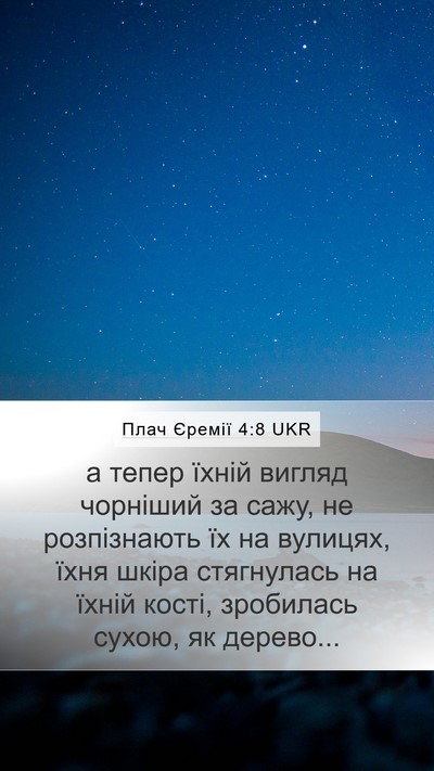 Плач Єремії 4:8 UKR Bible Verse Image