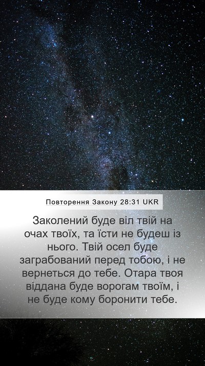 Повторення Закону 28:31 UKR Bible Verse Image
