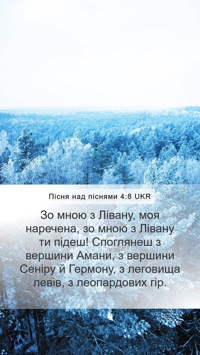 Пісня над піснями 4:8 UKR Bible Verse Image