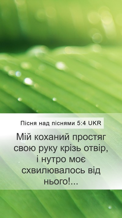 Пісня над піснями 5:4 UKR Mobile Phone Wallpaper - Мій коханий простяг свою - Mobile Bible Verse Wallpaper