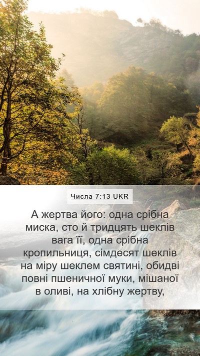 Числа 7:13 UKR Bible Verse Image